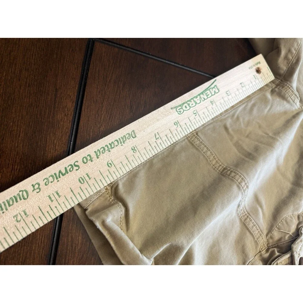 🔥American Eagle Cargo Shorts Mens 30 Khaki Beige Longer Length Y2K Extreme Flex